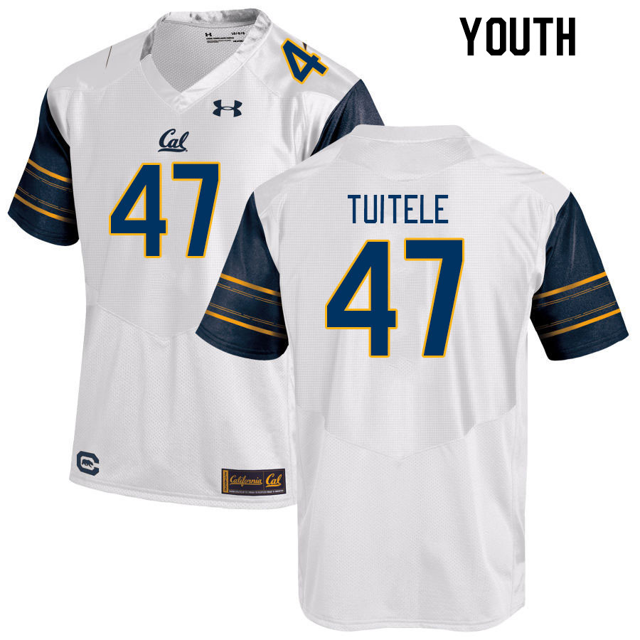 Youth #47 Moso'oipala Tuitele California Golden Bears College Football Jerseys Stitched Sale-White - Click Image to Close